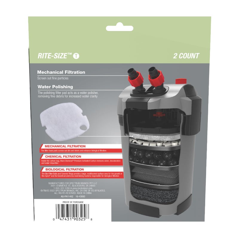 Marineland Polishing Filter Pads, 2 Count, Support Mechanical Aquarium Filtration, Rite-Size T, Fit C-Series and Magniflow 360 and 400 Canister Filters - Image 2